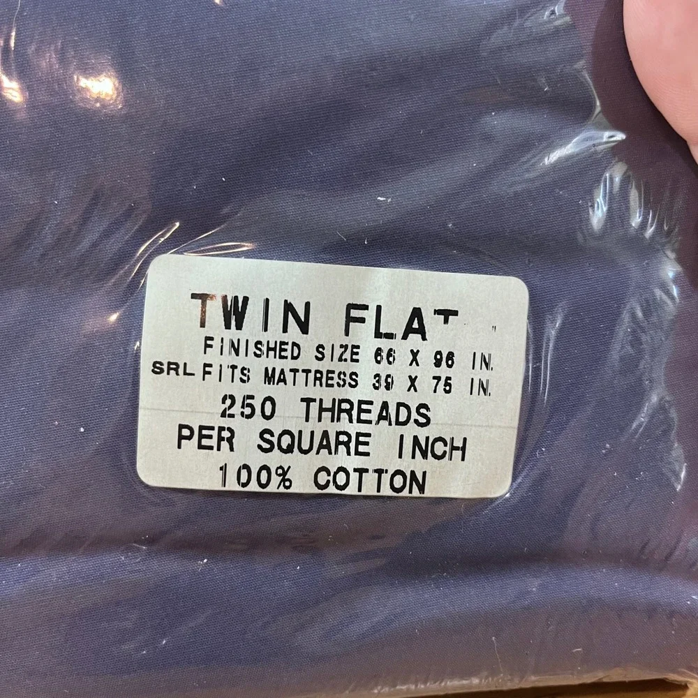 Vtg Ralph Lauren Navy Blue Twin Flat Sheet 100% Cotton 250 TC Made in USA New